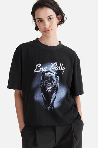 Ena Pelly Panther Oversized Tee - Black