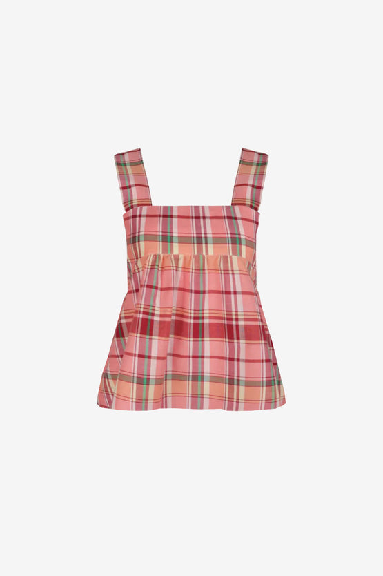 Ruby Margie Tie-Back Top - Peachie Tartan