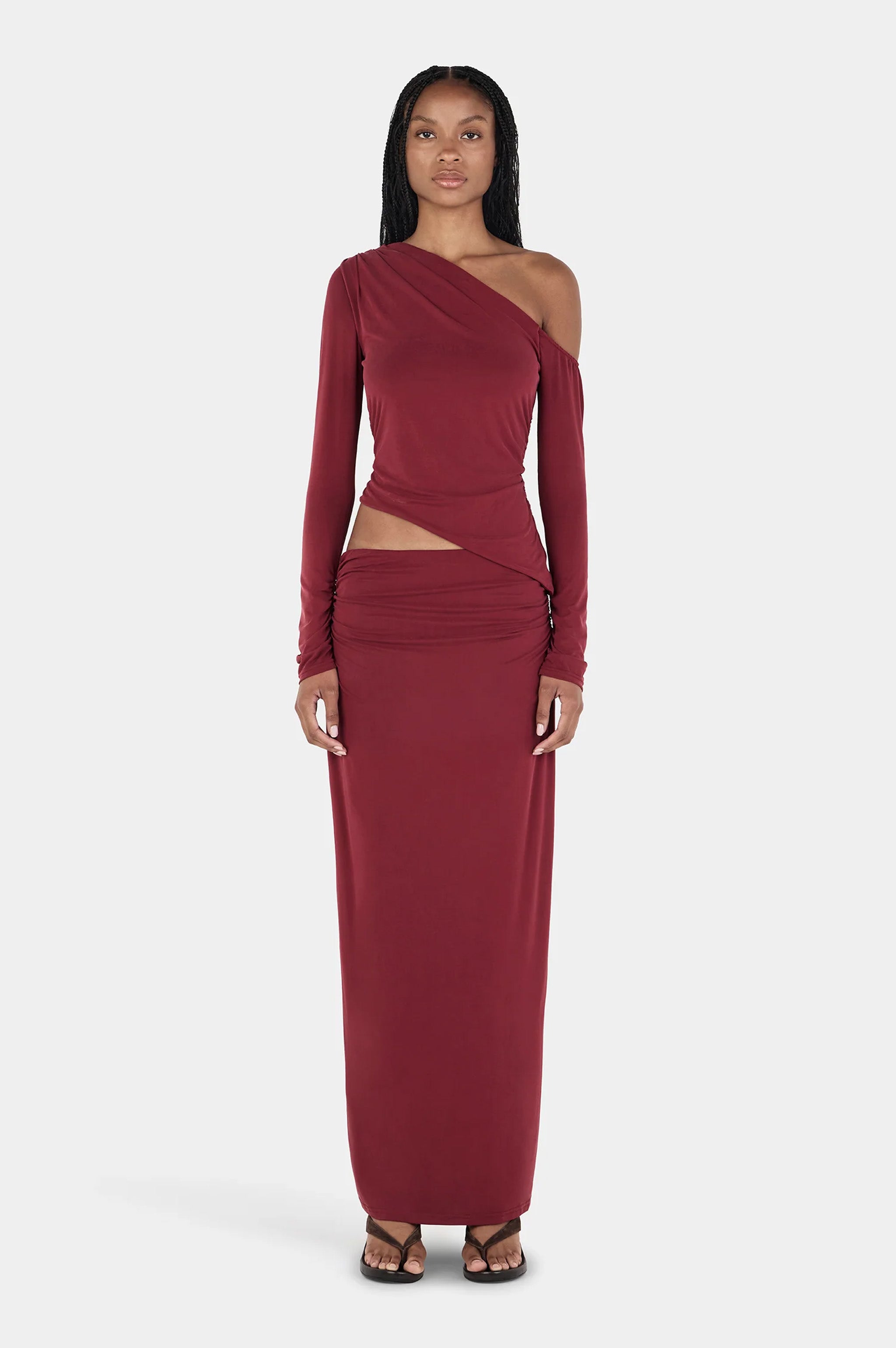 Ownley Pearla LS Top - Burgundy
