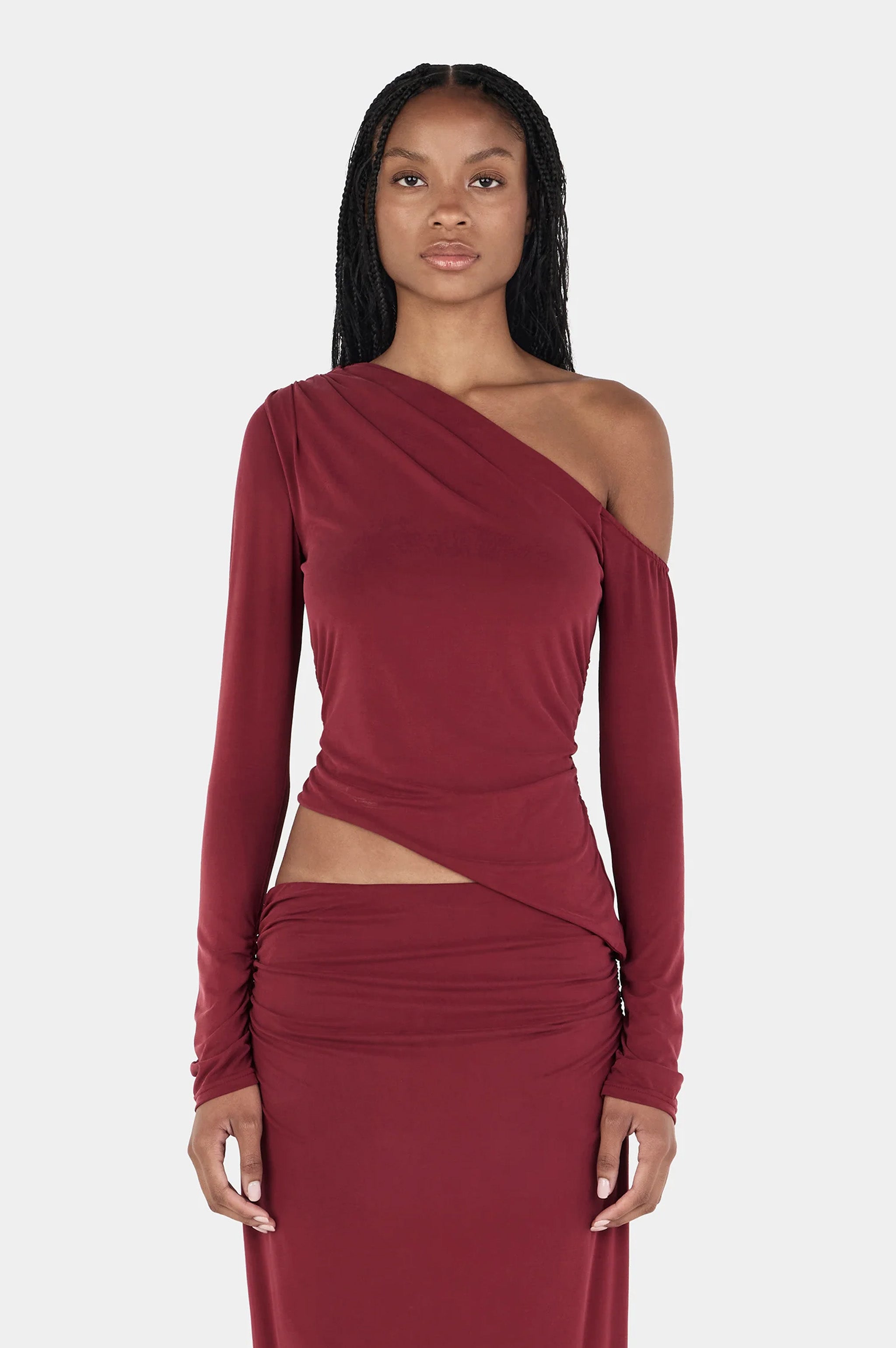 Ownley Pearla LS Top - Burgundy