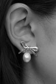 Meadowlark Bow Pearl Studs - 23K Gold