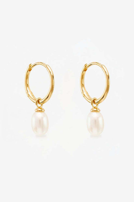 By Charlotte Live In Pearl Peace Hoops - Gold