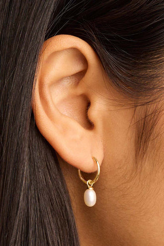 By Charlotte Live In Pearl Peace Hoops - Gold