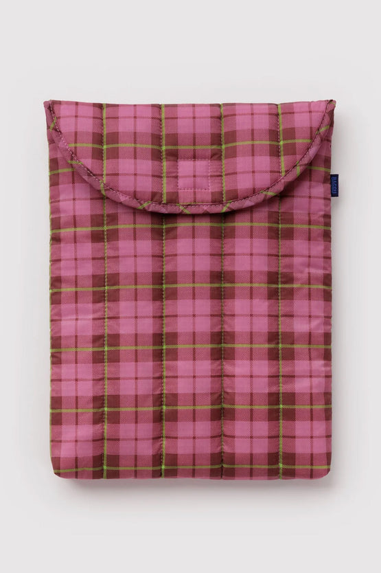 Baggu Puffy Laptop Sleeve 13/14 Inch - Azalea Pink Tartan
