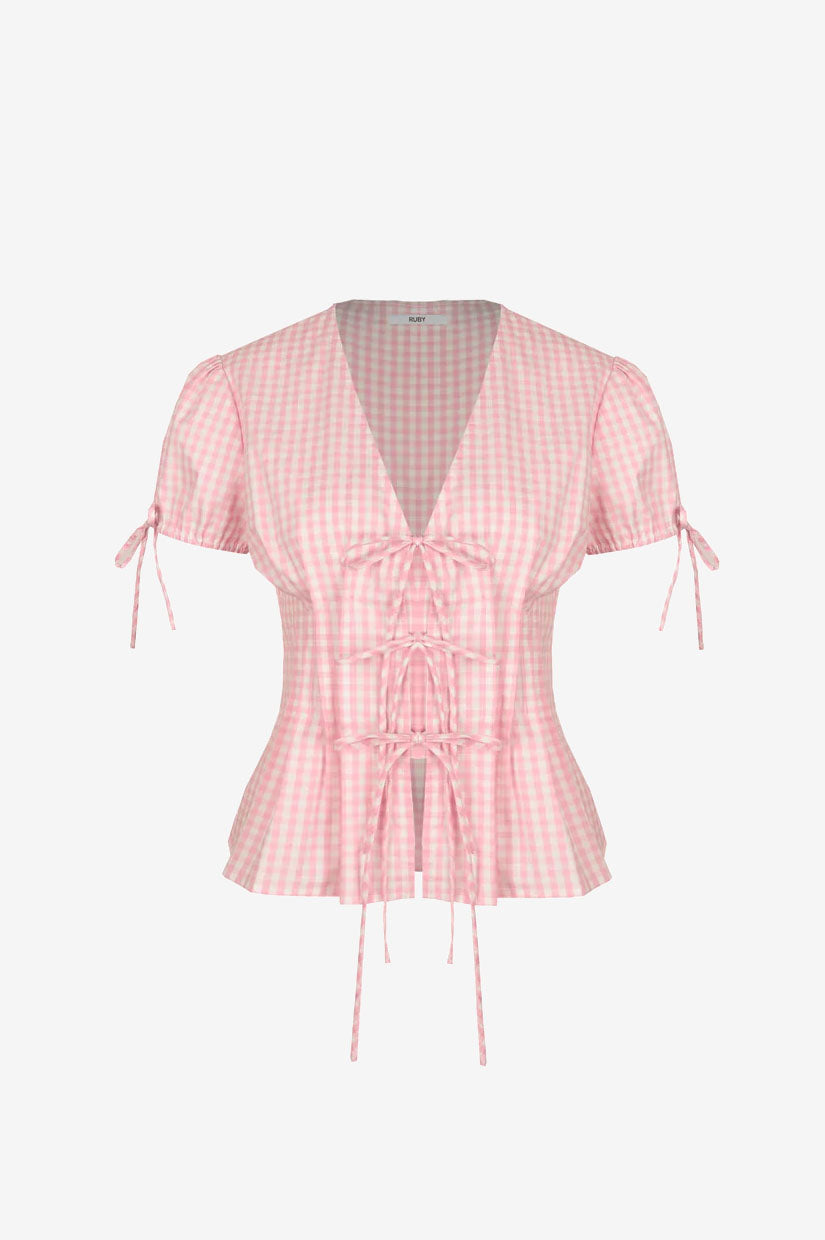 Ruby Simona Blouse - Pink Gingam