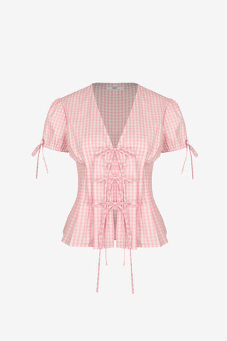 Ruby Simona Blouse - Pink Gingam