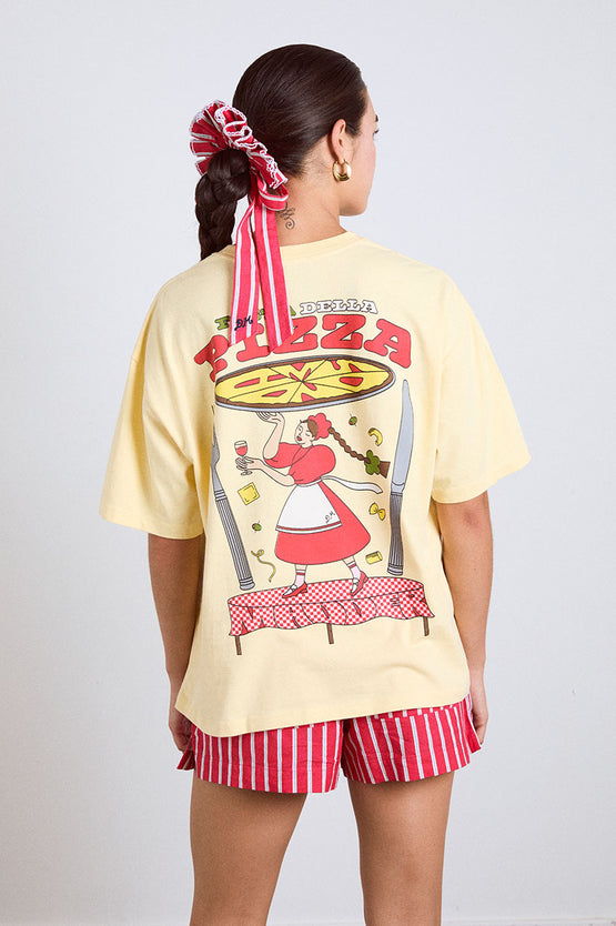 Damson Madder Pizza Boyfriend Tee - Yellow