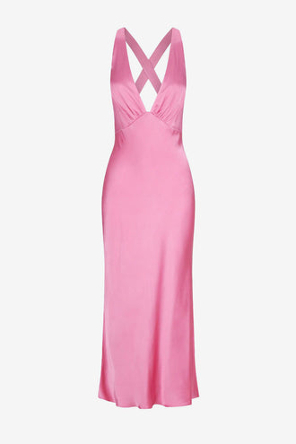 Shona Joy Arienzo Plunged Cross Back Midi - Ibis Rose