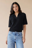 Dear Dylan Merino Pointelle Polo - Noir