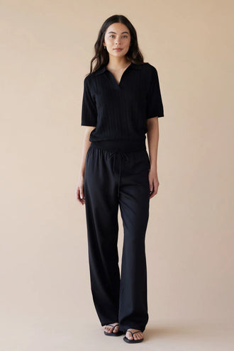Dear Dylan Merino Pointelle Polo - Noir