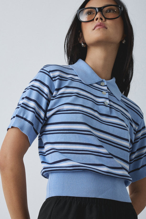 Gracious Rena Polo - Blue Stripe