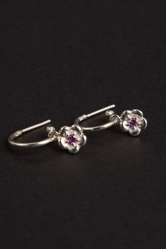 Meadowlark Posie Signature Hoops - 23k Gold Pink Sapphire