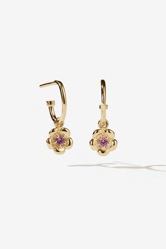 Meadowlark Posie Signature Hoops - 23k Gold Pink Sapphire