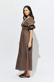 Ruby Hero Puff Sleeve Maxi Dress - Brown
