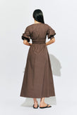 Ruby Hero Puff Sleeve Maxi Dress - Brown