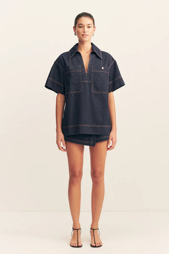 Shona Joy Rita Pullover Top - Deep Indigo