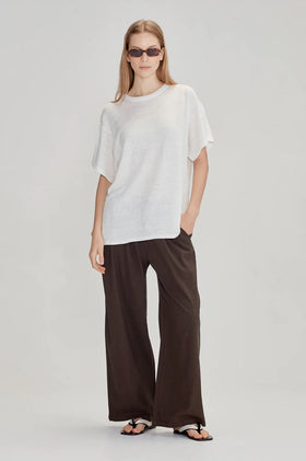 Commoners Linen Blend Pull On Pant - Cocoa