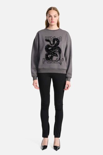 Ena Pelly Flocked Python Sweater - Charcoal