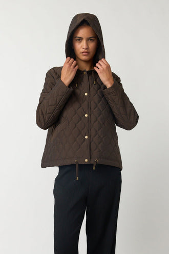 Sylvester Quilted Cropped Parka - Espresso