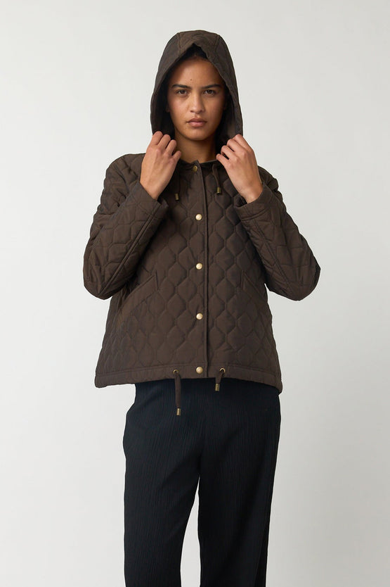 Sylvester Quilted Cropped Parka - Espresso
