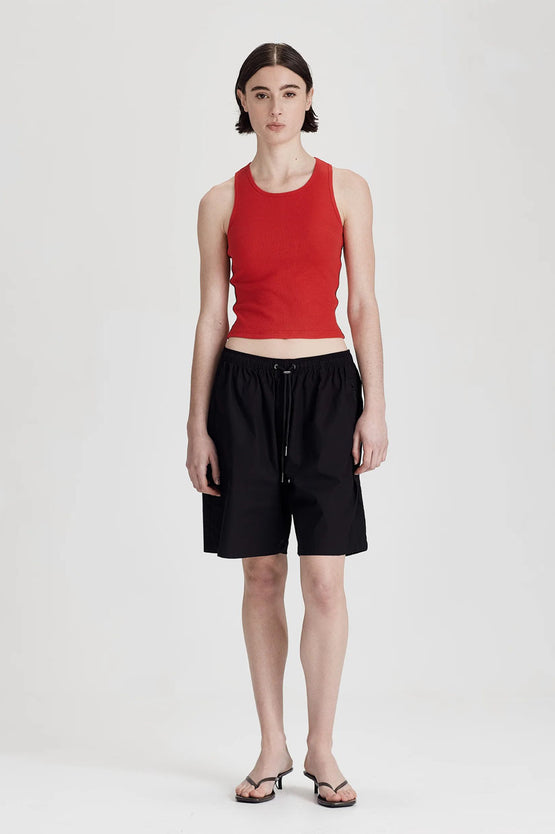 Commoners Fine Rib Racer Tank - Red Cocoa