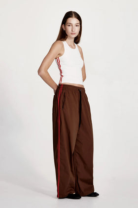 Commoners Fine Rib Racer Tank - White Red