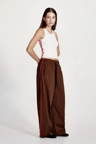 Commoners Fine Rib Racer Tank - White Red