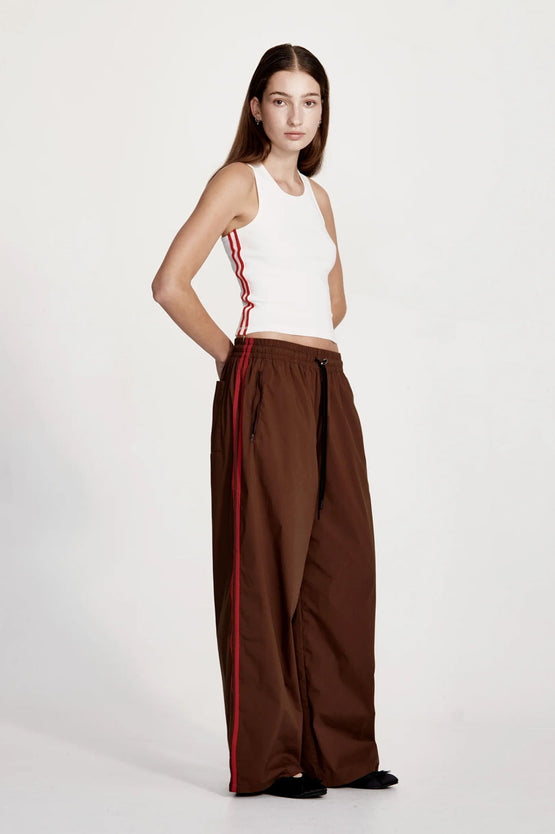 Commoners Fine Rib Racer Tank - White Red