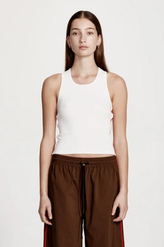 Commoners Fine Rib Racer Tank - White Red