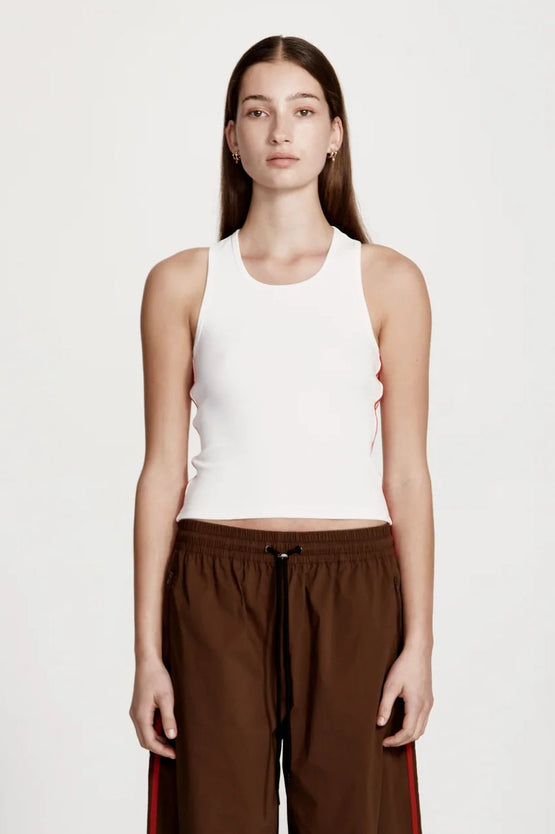Commoners Fine Rib Racer Tank - White Red