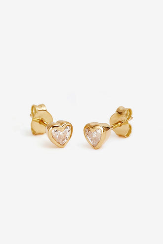 By Charlotte Radiant Heart Studs - Gold