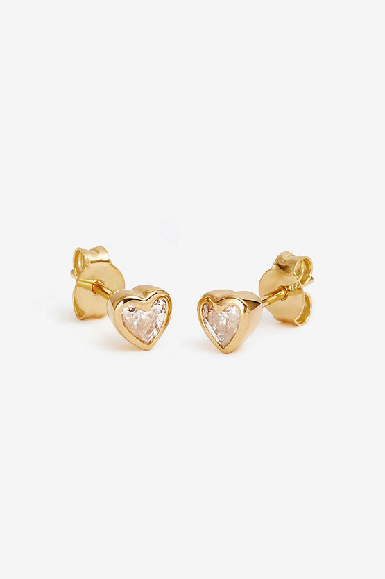 By Charlotte Radiant Heart Studs - Gold