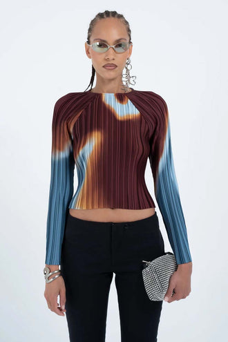 Arthur Apparel Box Pleat Raglan Top - Burn