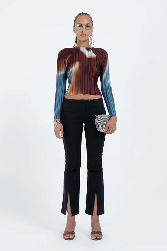 Arthur Apparel Box Pleat Raglan Top - Burn