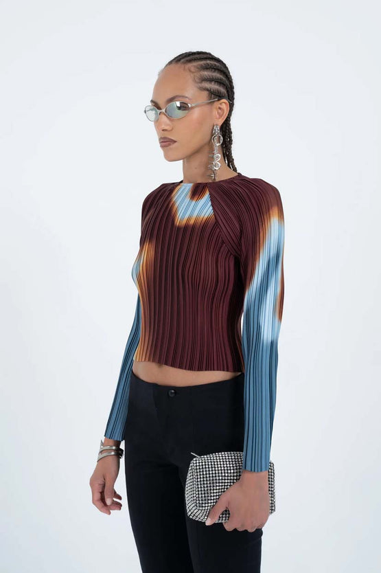 Arthur Apparel Box Pleat Raglan Top - Burn