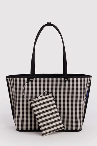 Baggu Large Nylon Reversible Tote - Black/Gingham