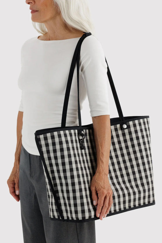 Baggu Large Nylon Reversible Tote - Black/Gingham