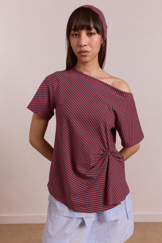 Damson Madder Reece Tee - Red Stripe