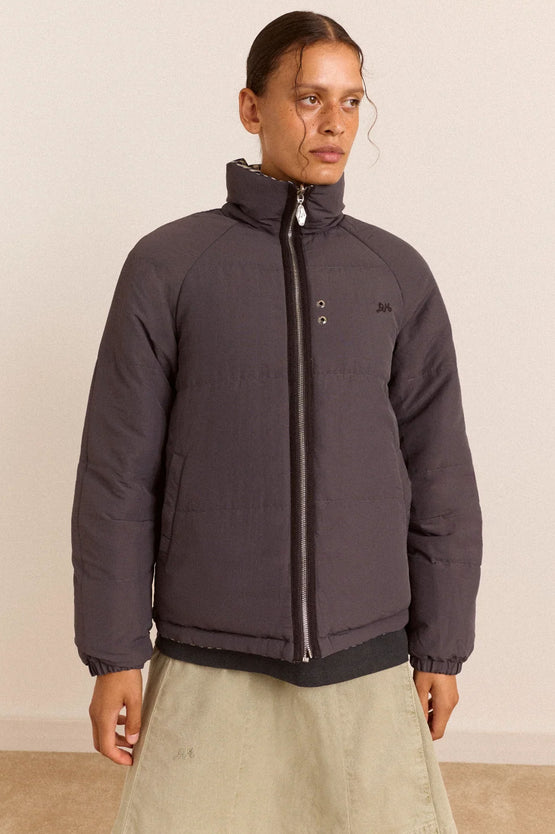 Damson Madder Reversible Opal Puffer - Mix Gingham