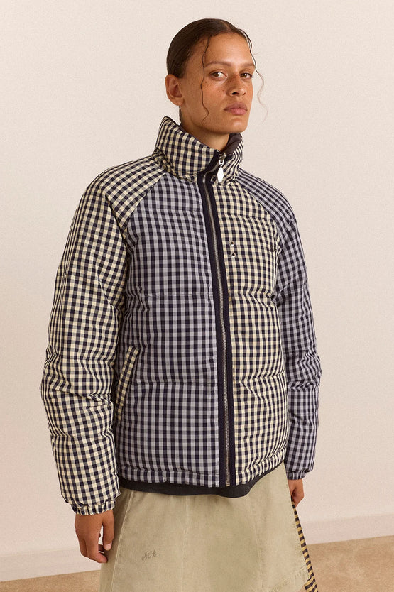 Damson Madder Reversible Opal Puffer - Mix Gingham