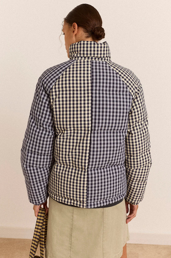 Damson Madder Reversible Opal Puffer - Mix Gingham