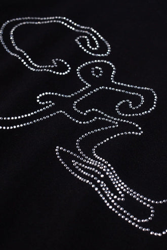 Candice Rhinestone Baby Tee - Black