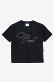 Candice Rhinestone Baby Tee - Black