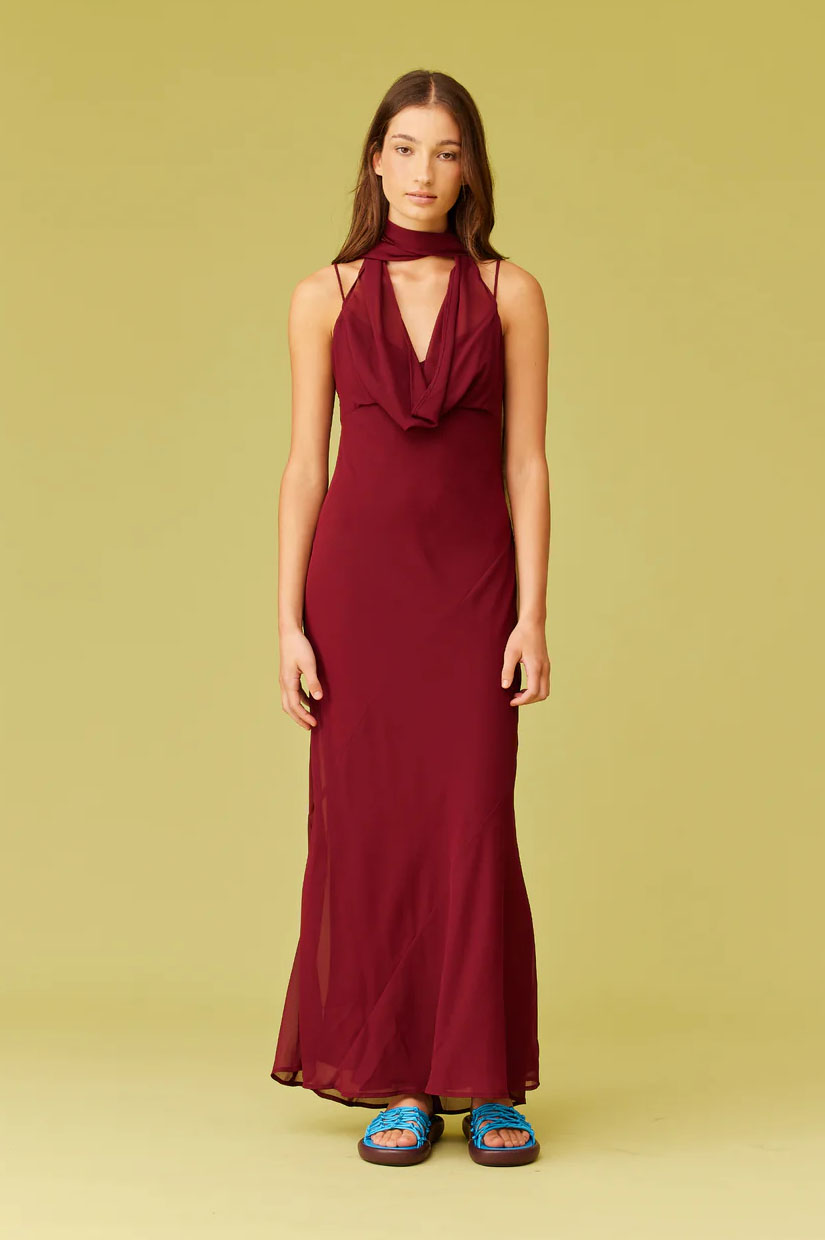 Ruby Riley Sash Dress - Merlot