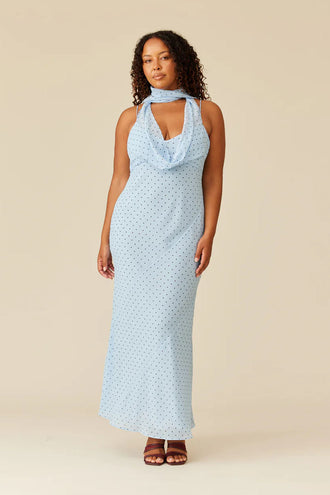 Ruby Riley Sash Dress - Blue Polka Dot