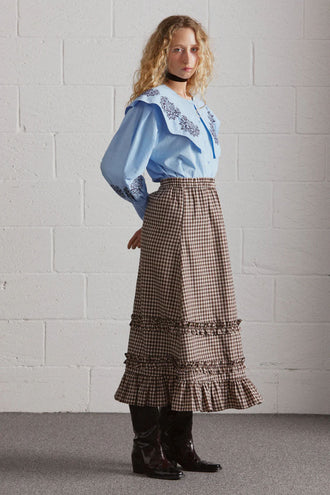Damson Madder Rina Ruffle Skirt - Choc