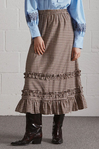 Damson Madder Rina Ruffle Skirt - Choc