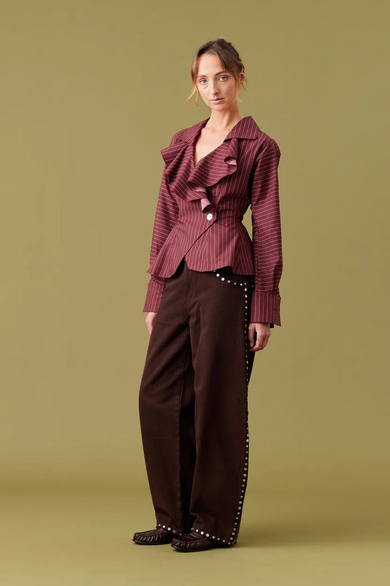 Ruby Rita Ruffle Blouse - Plum