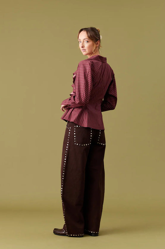 Ruby Rita Ruffle Blouse - Plum