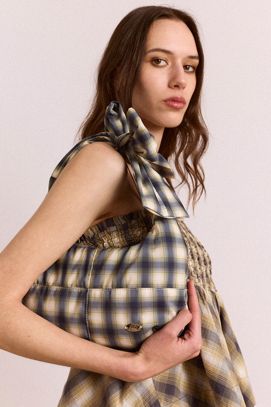 Damson Madder Roo Check Tie Bag - Cardamon Check